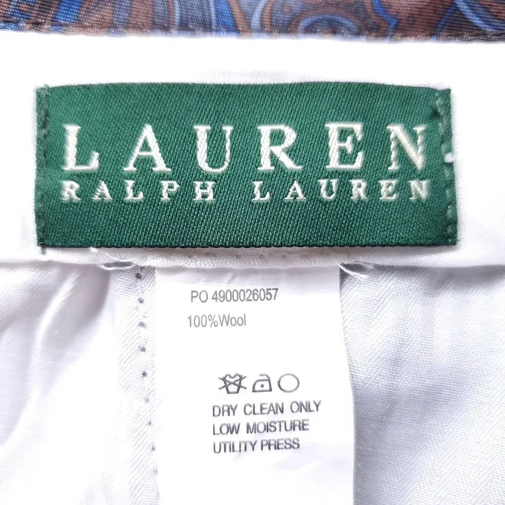 Lauren Ralph Lauren Wool Pleated Cuffed Dress Pants Men 36x30 Gray Glen Plaid